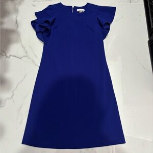 Calvin Klein Cobalt Blue Ruffle Sleeve Dress